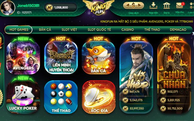 King Fun là cổng game đổi thưởng nổ hũ số một 2023